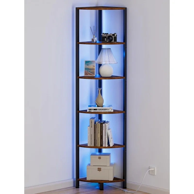 Corner Shelf with LED Light, 67.5” 6 Tier - What The Funk