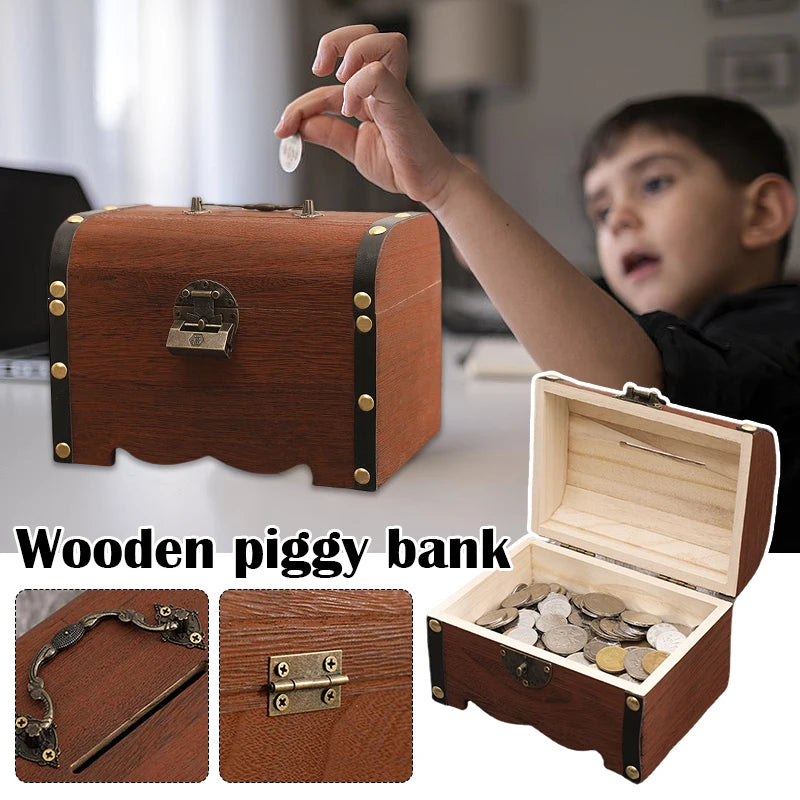 Wooden Treasure Chest Piggy Bank - What The Funk