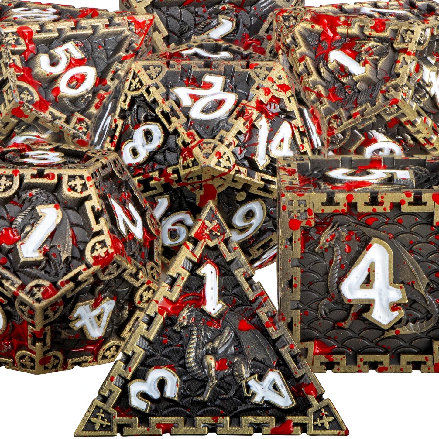 Metal Unique Borders Dice Set - What The Funk