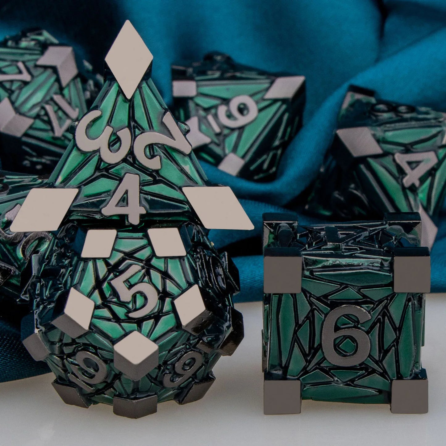 Metal Unique Borders Dice Set - What The Funk