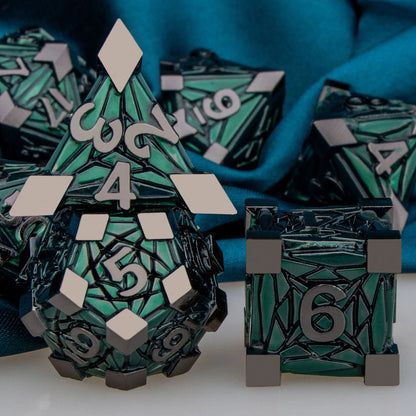 Metal Unique Borders Dice Set - What The Funk