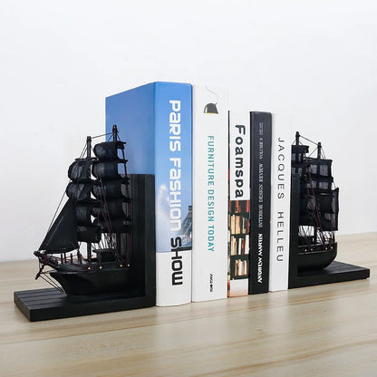 Wooden Sailboat Ship Bookend - What The Funk