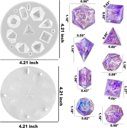 Sharp Edge Polyhedral Dice Mold 9 Piece - What The Funk