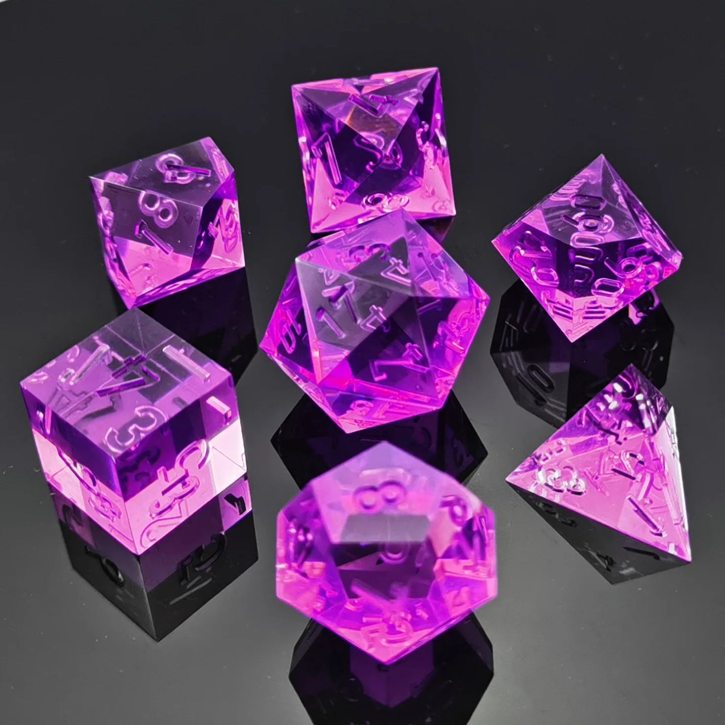 Sharp Edge Crystal Clear (Unpainted) Dice Set - What The Funk