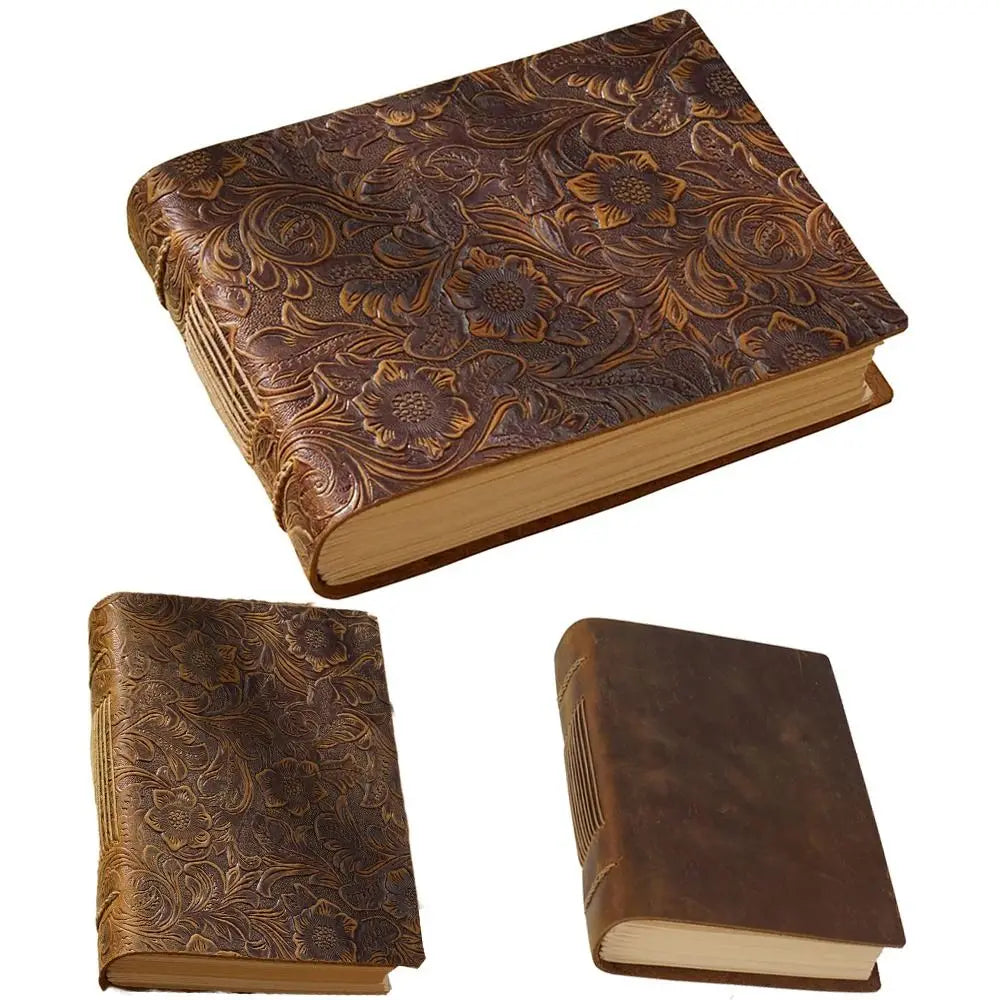 Handmade Embossed Leather Blank Books - What The Funk