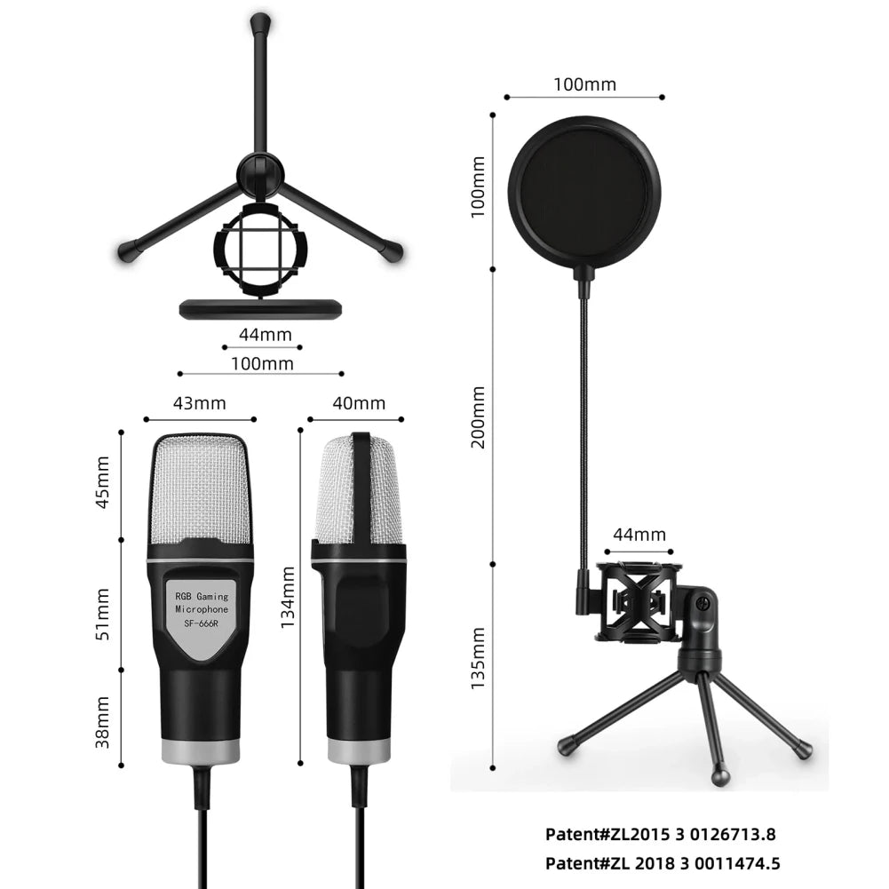 USB Wired Microphone Professional RGB - What The Funk