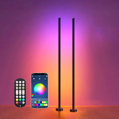 RGB LED Corner Floor Lamp With Remote Control and App - What The Funk