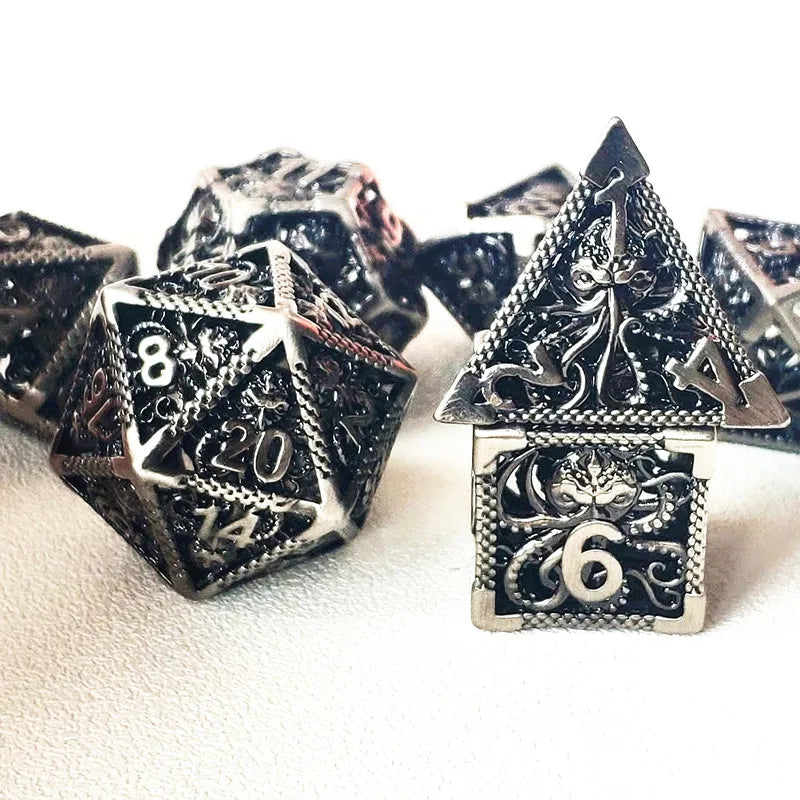 Hollow Metal Octopus Dice Set - What The Funk