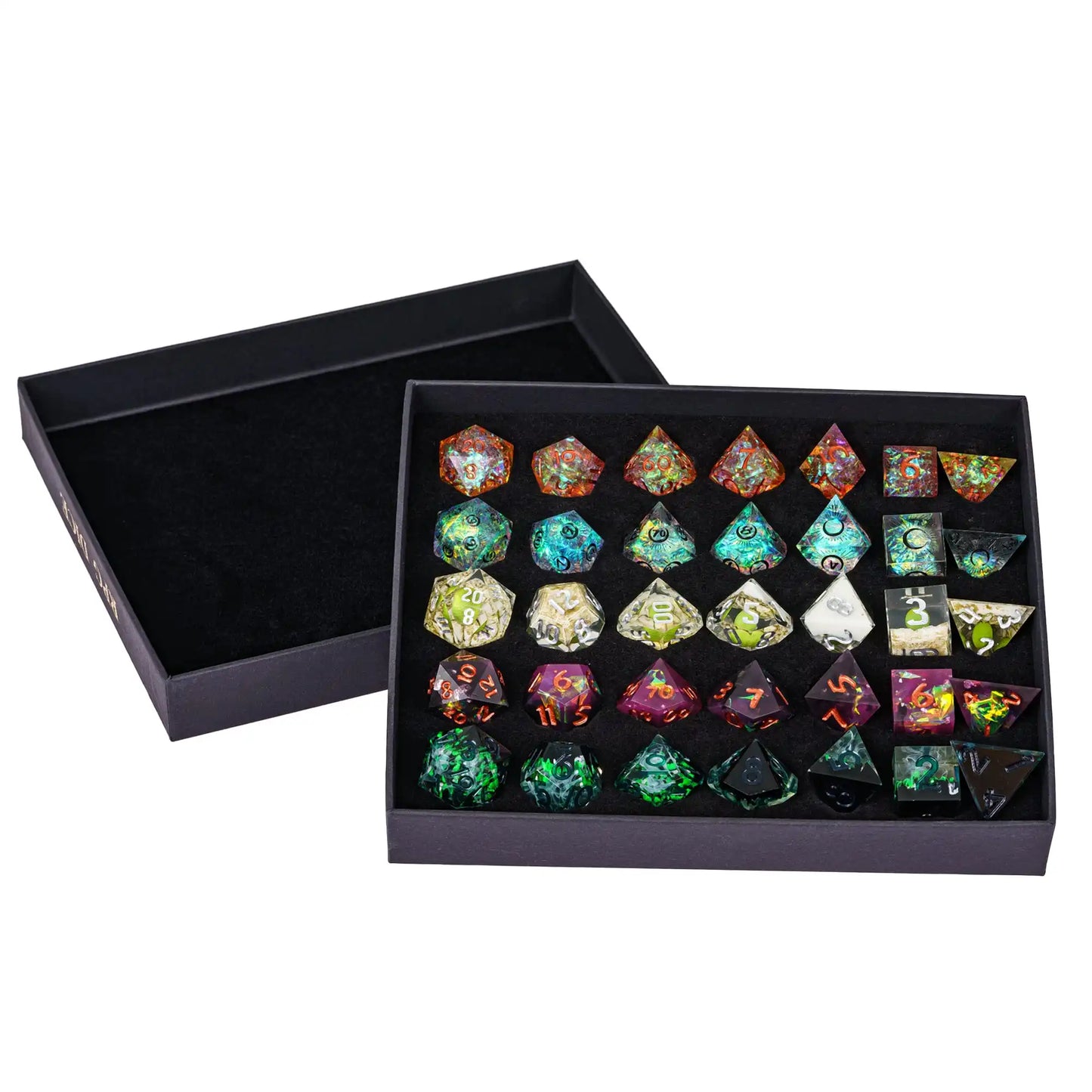 Random Sharp Edge Dice Sets Box (5Sets/35Pcs) - What The Funk