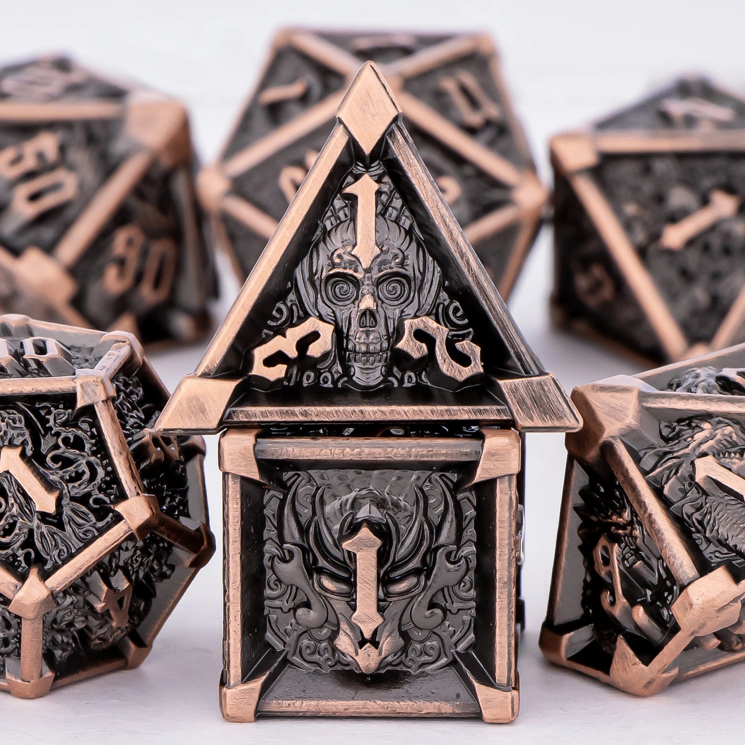 Metal Skull & Dragon Emblem Dice Set - What The Funk