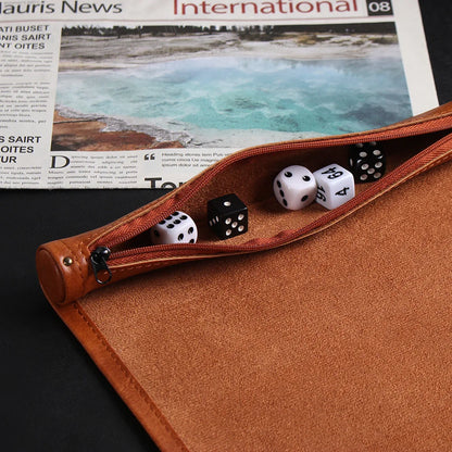 Folding Dice Mat Tray Rolling Mat with Zipper PU Leather Scroll Dice Bag - What The Funk