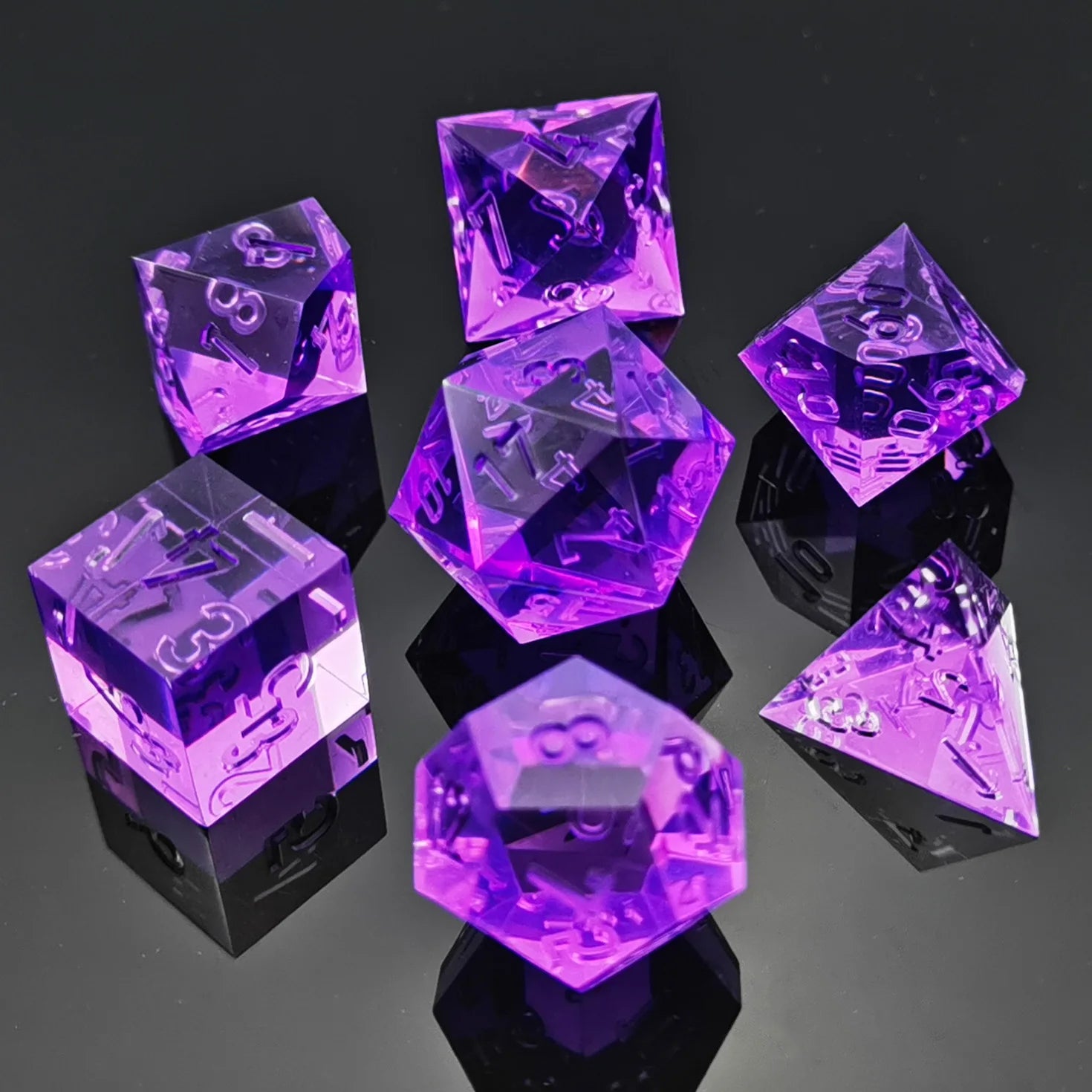 Sharp Edge Crystal Clear (Unpainted) Dice Set - What The Funk