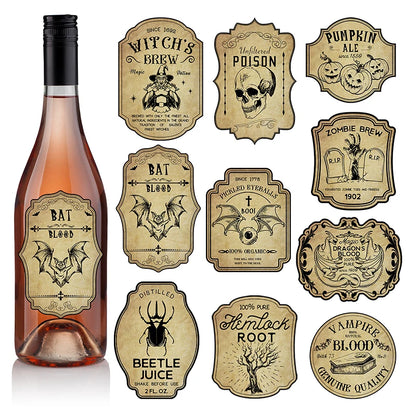 Retro Witch Bottle Sticker Labels