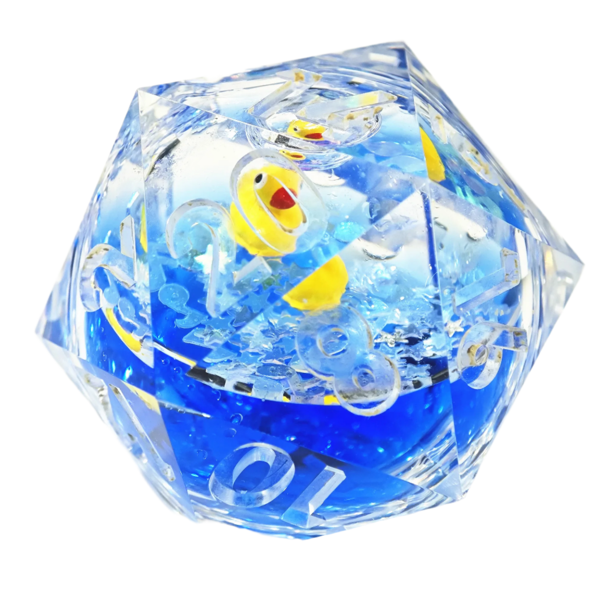 D20 Liquid Cord Floating Duck 50mm Dice - What The Funk