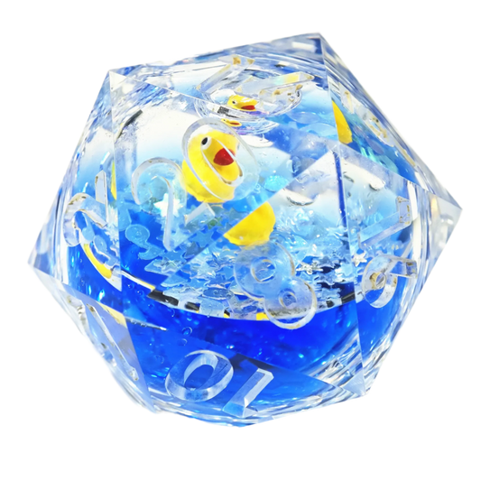 D20 Liquid Cord Floating Duck 50mm Dice - What The Funk