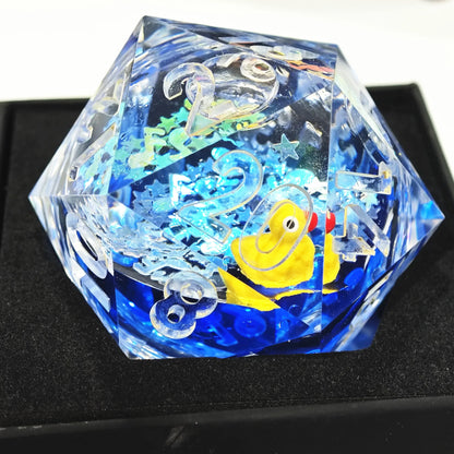 D20 Liquid Cord Floating Duck 50mm Dice - What The Funk