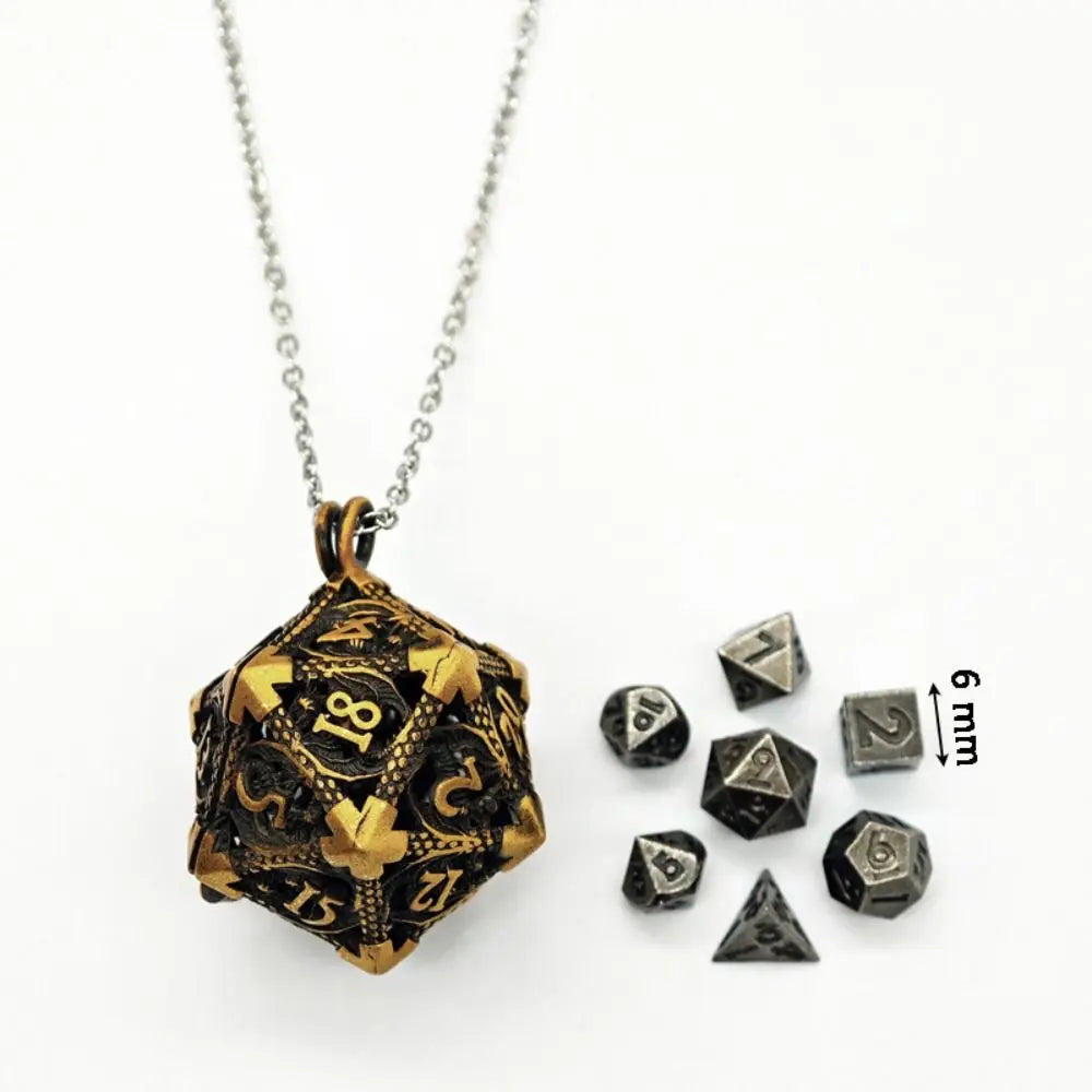 Hollow Metal Dice Necklace w/ Dice Set - What The Funk