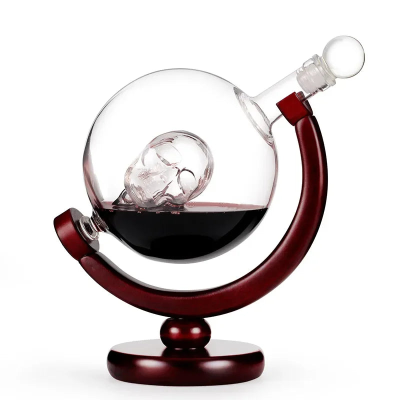 Skull Decanter with Lead-free Carafe Exquisite Wood-stand - What The Funk