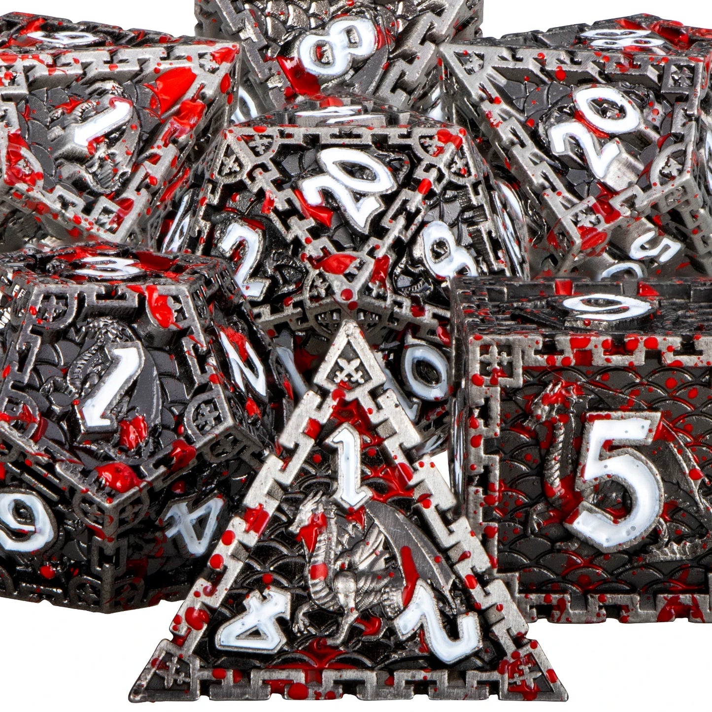 Metal Unique Borders Dice Set - What The Funk