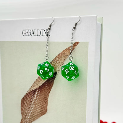 D20 Dice Love Heart Drop Earrings - What The Funk