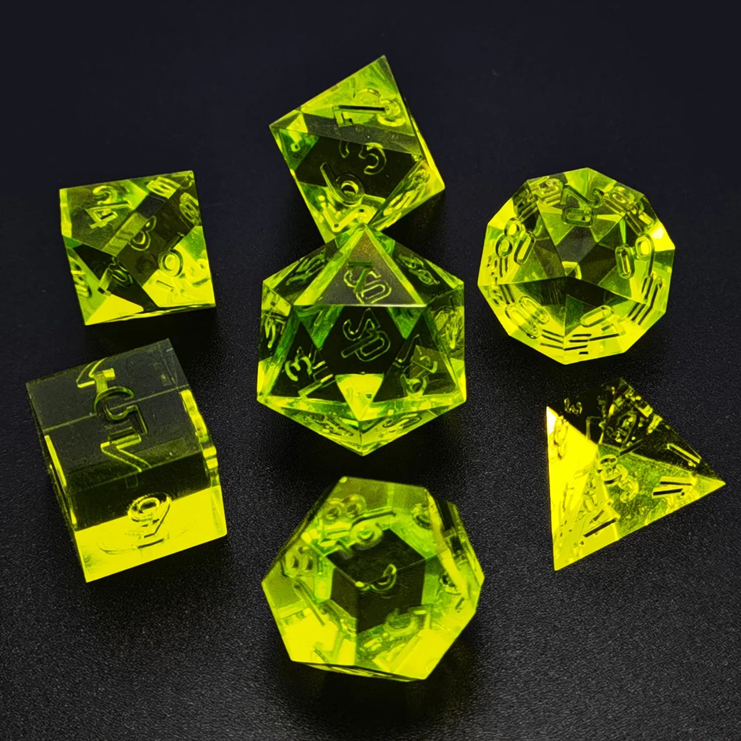 Sharp Edge Crystal Clear (Unpainted) Dice Set - What The Funk