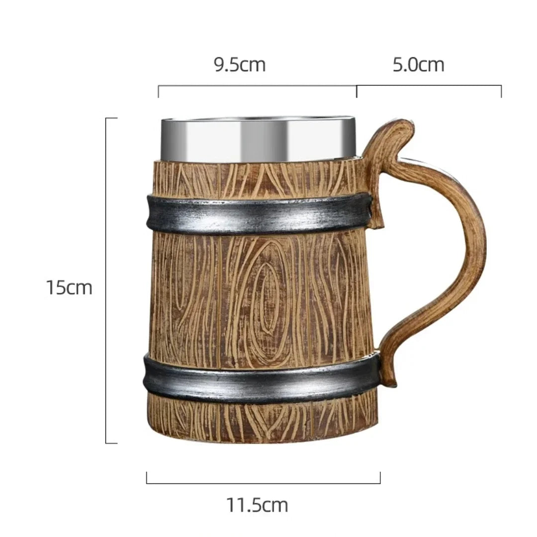 Viking Wood Style Beer Mug - What The Funk