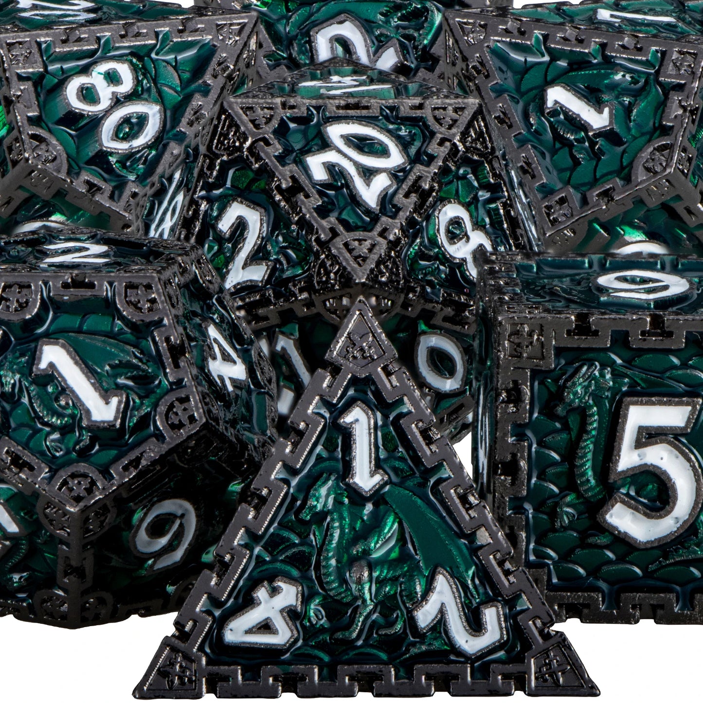 Metal Unique Borders Dice Set - What The Funk