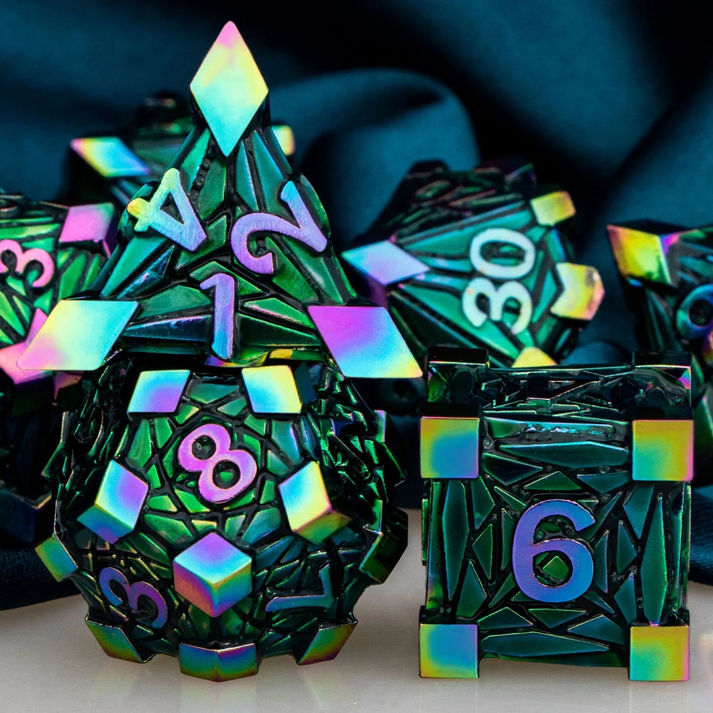 Metal Unique Borders Dice Set - What The Funk