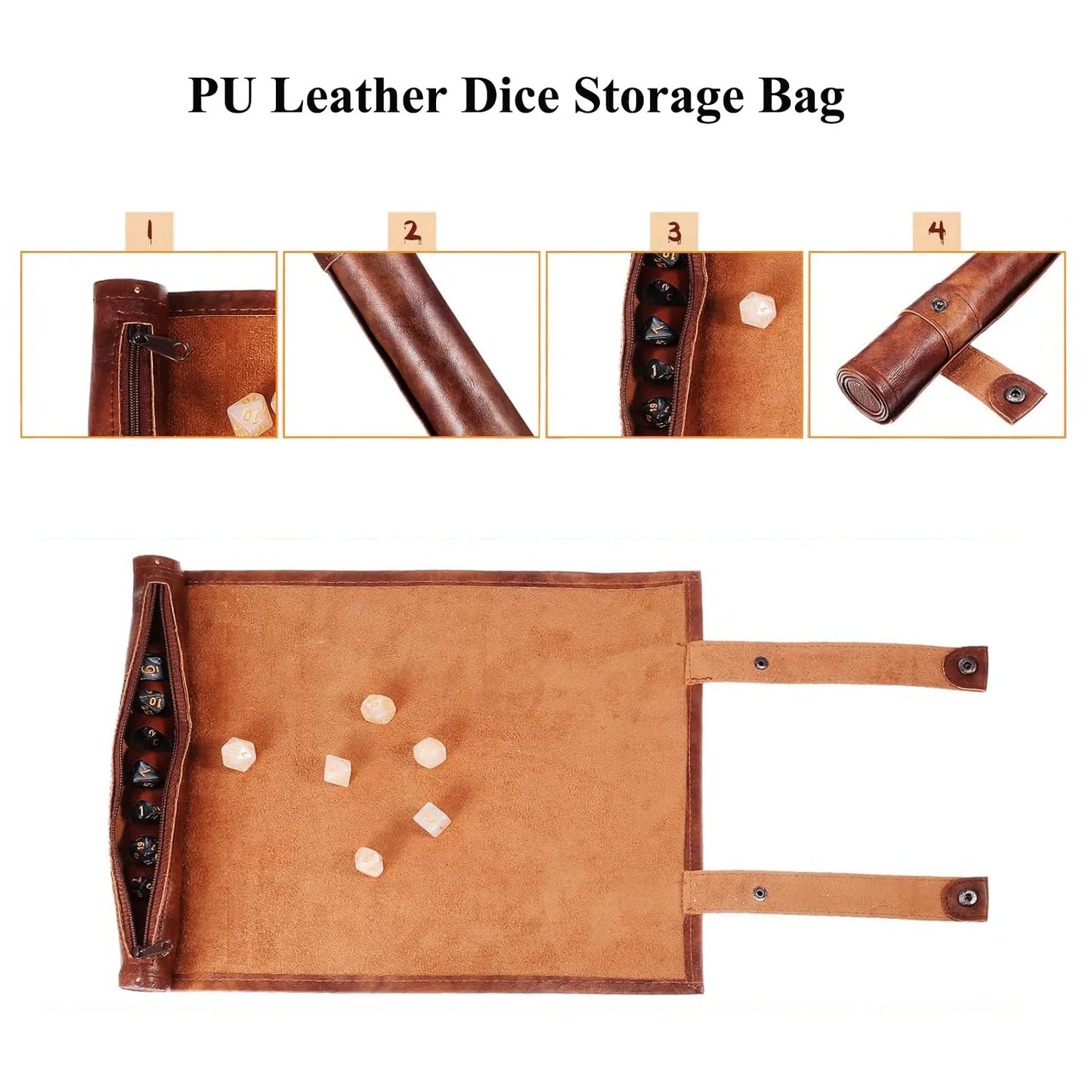 Folding Dice Mat Tray Rolling Mat with Zipper PU Leather Scroll Dice Bag - What The Funk