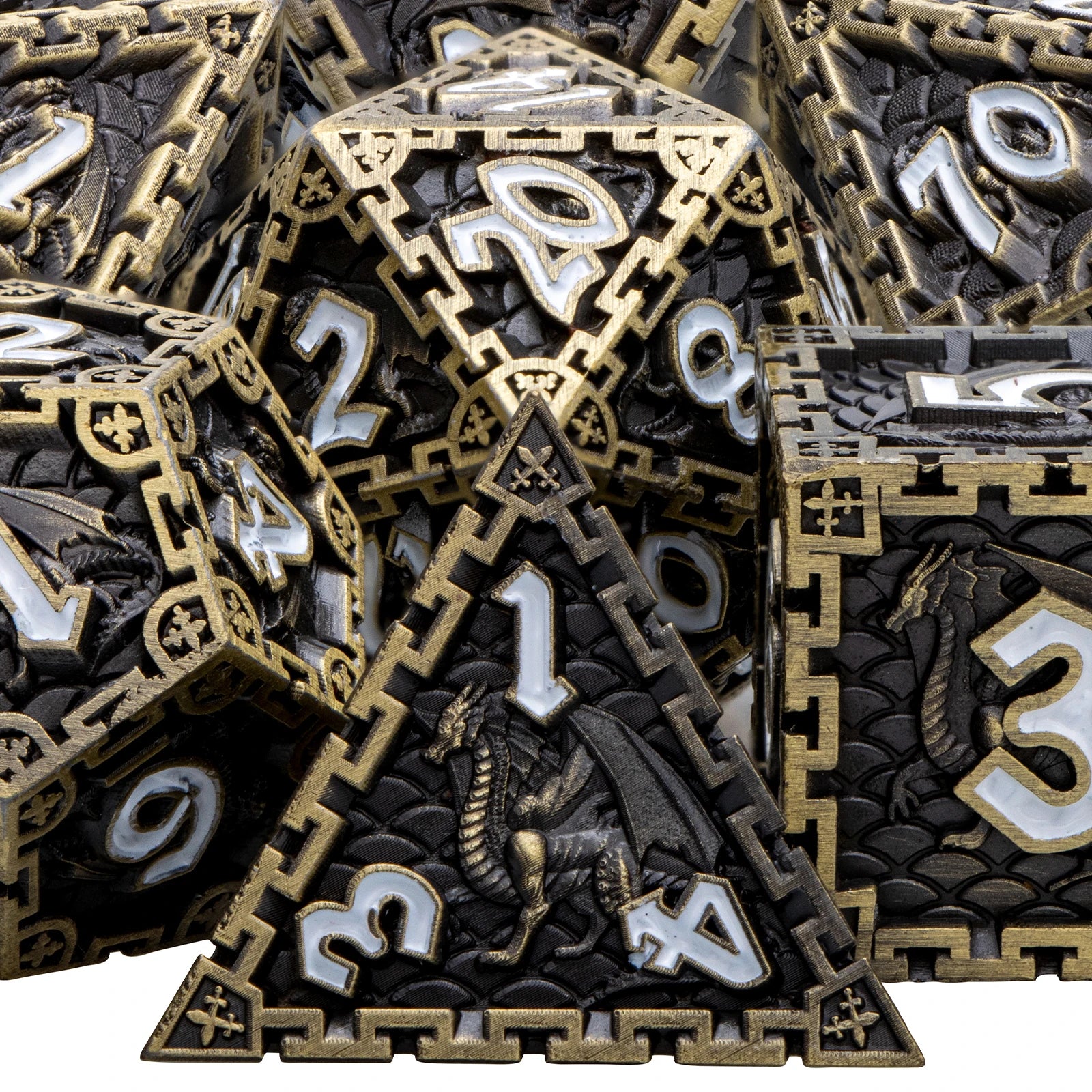 Metal Unique Borders Dice Set - What The Funk