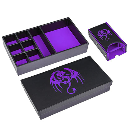 Multifunction Dice Box Leather - 3 in 1 Dice Case, Tray, & Tower