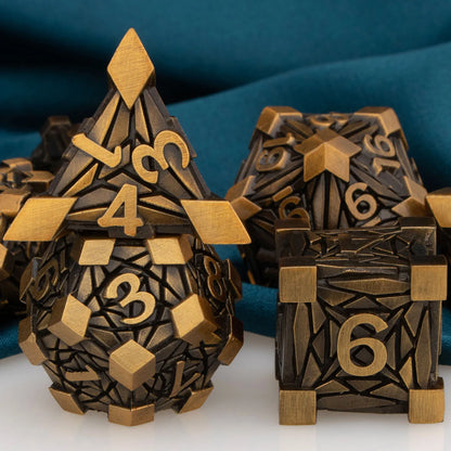 Metal Unique Borders Dice Set - What The Funk