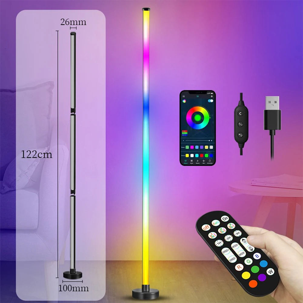 RGB LED Corner Floor Lamp With Remote Control and App - What The Funk