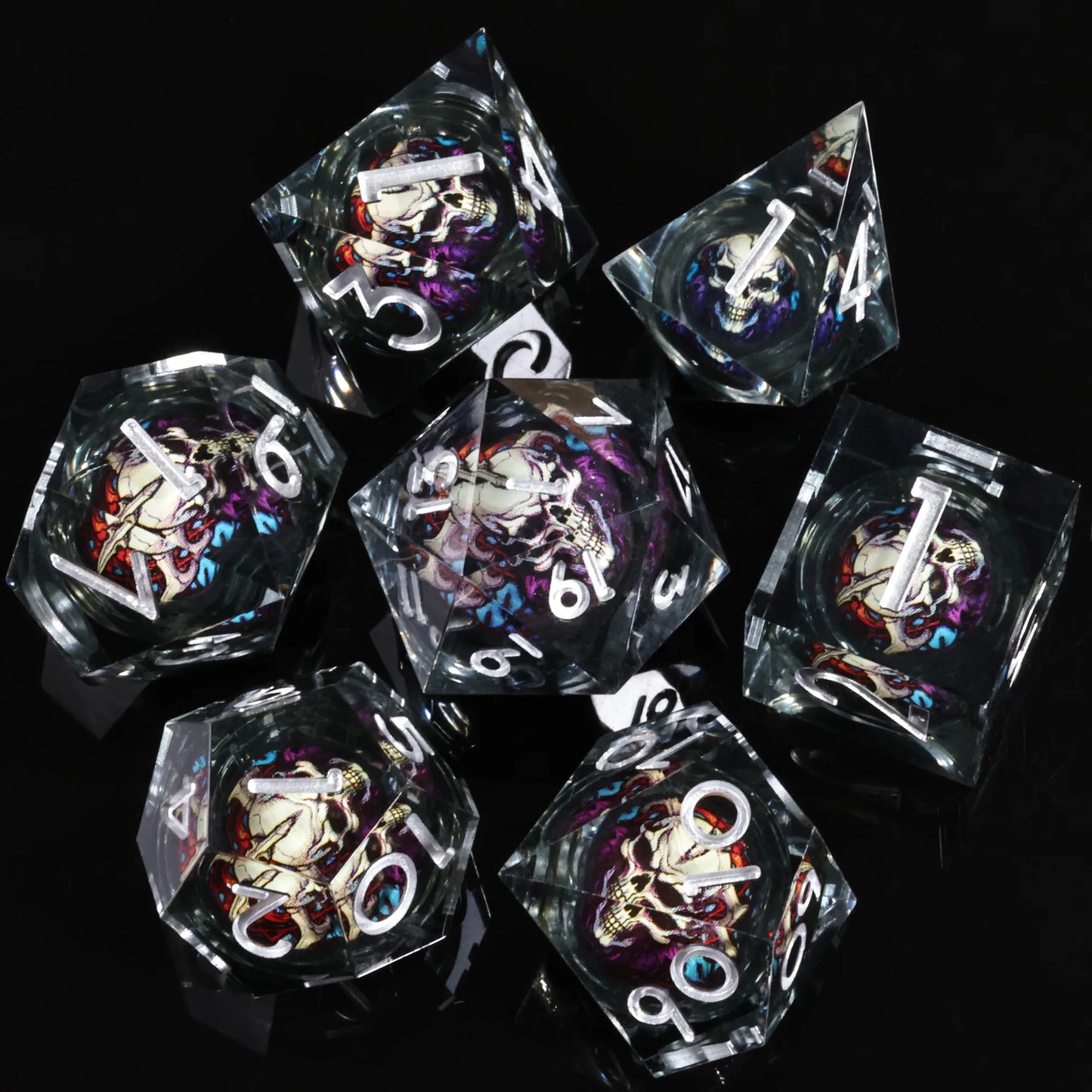 Sharp Edge Skull Liquid Core Dice Set - What The Funk