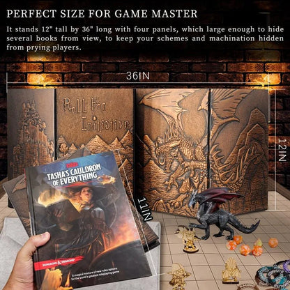 Dungeon Master Screen Faux Leather Embossed Dragon & Mimic - What The Funk