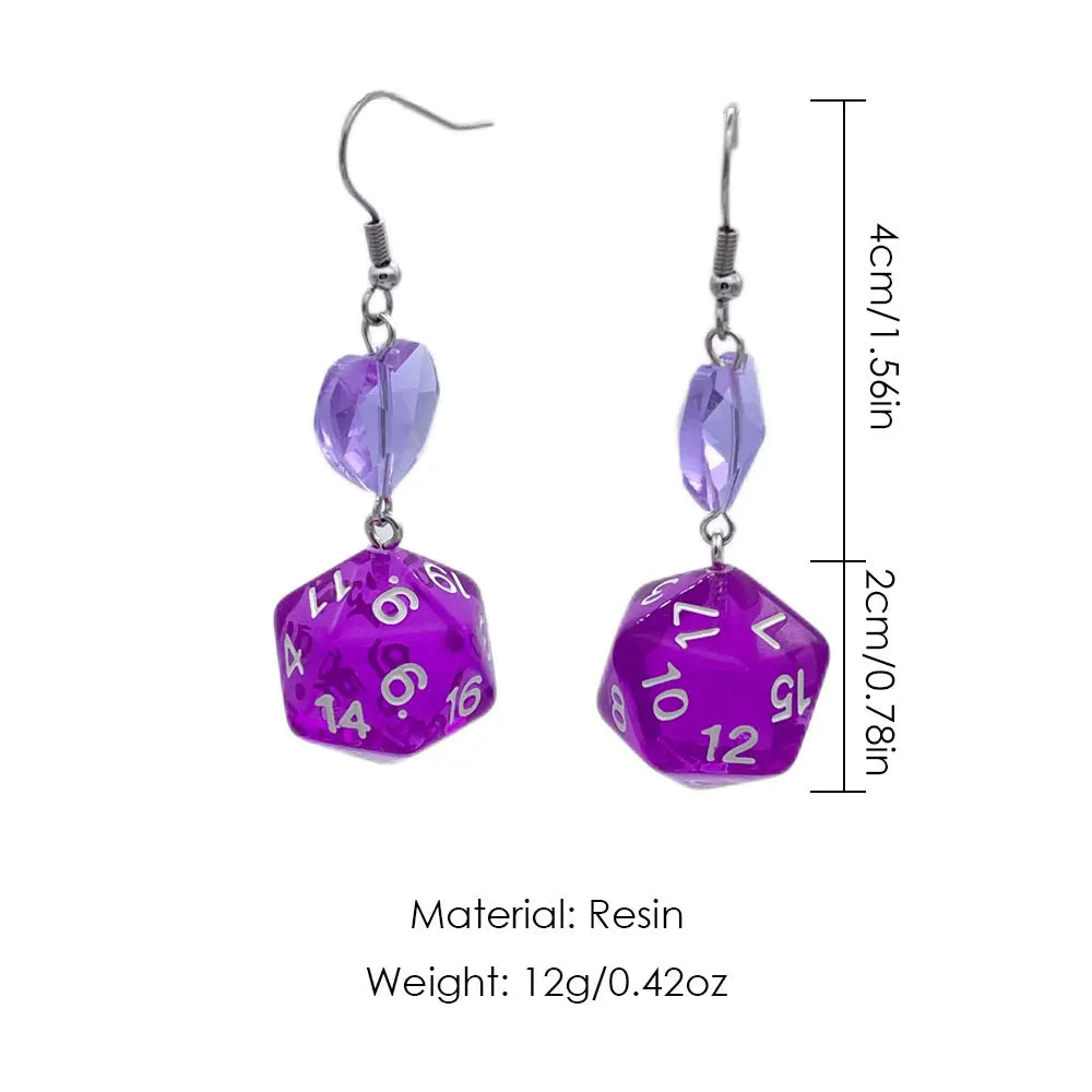 D20 Dice Love Heart Drop Earrings - What The Funk