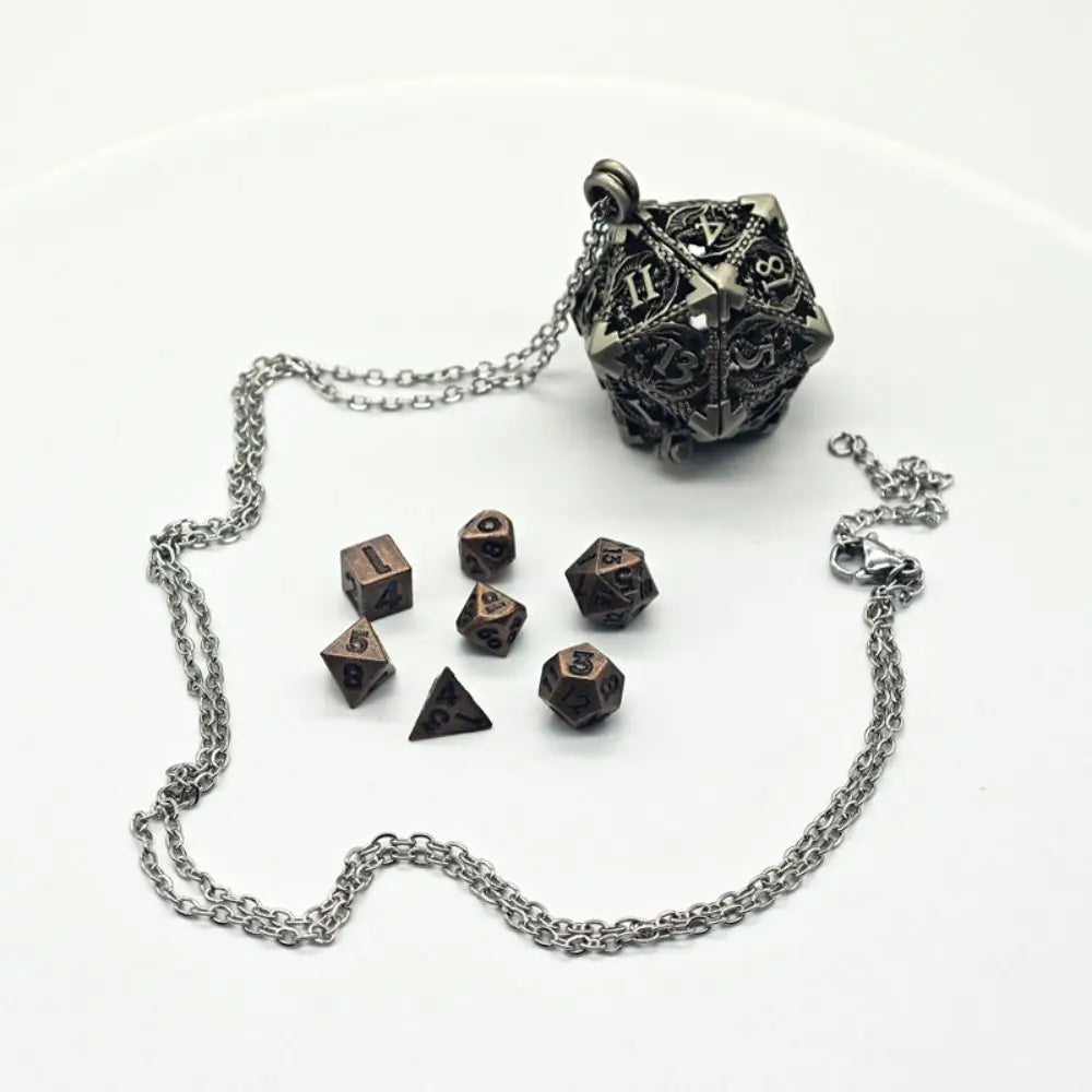 Hollow Metal Dice Necklace w/ Dice Set - What The Funk