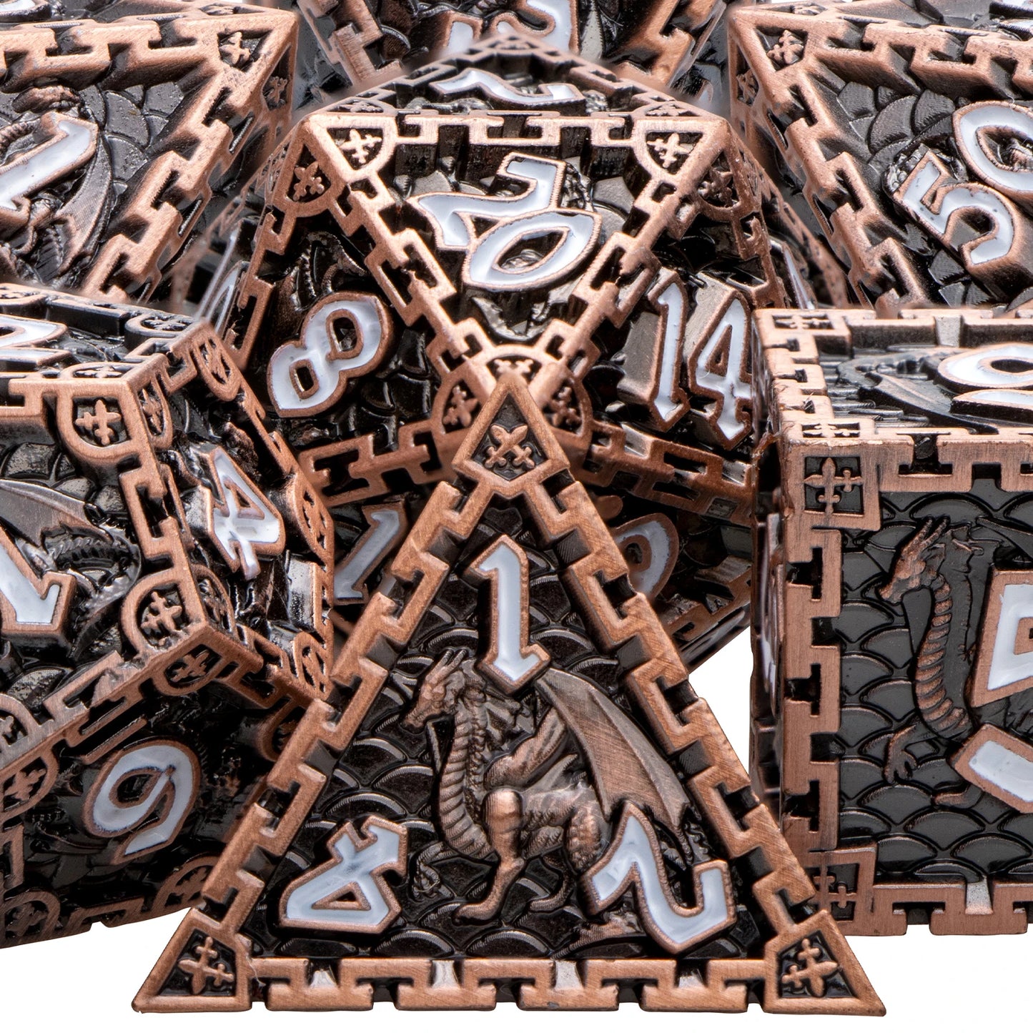 Metal Unique Borders Dice Set - What The Funk