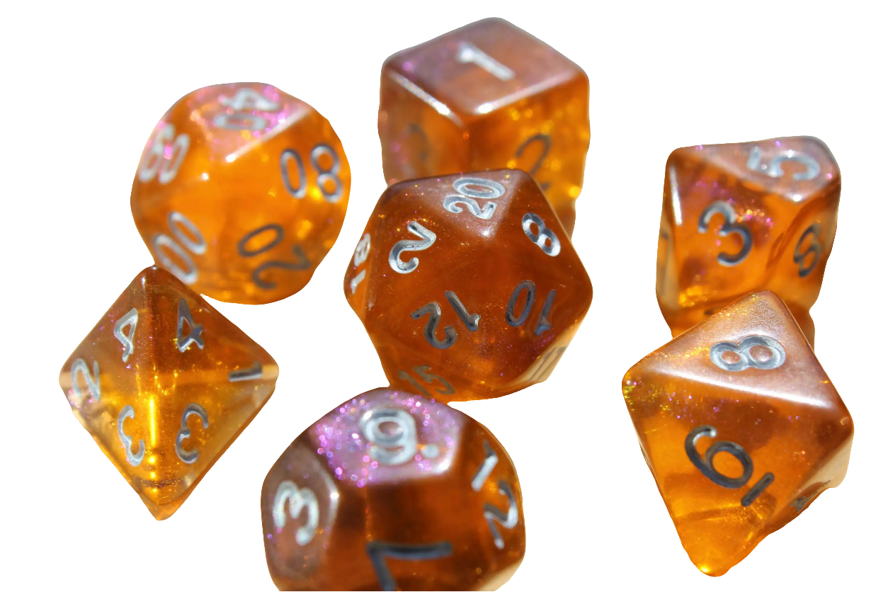 Yellow Galaxy Starry Sky Dice Set