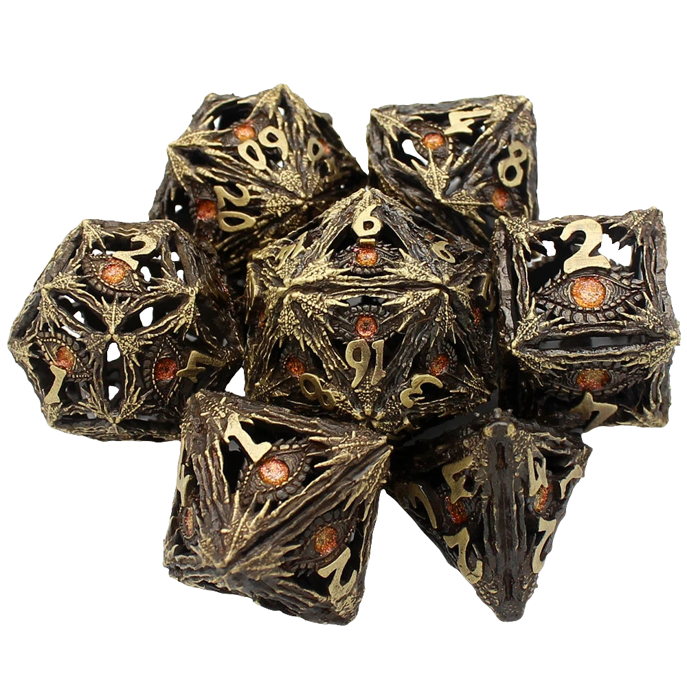 Hollow Metal Dragon Eye Dice Set - What The Funk