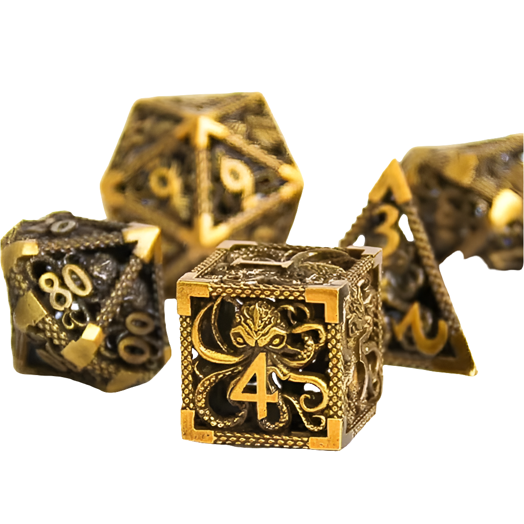 Hollow Metal Octopus Dice Set - What The Funk