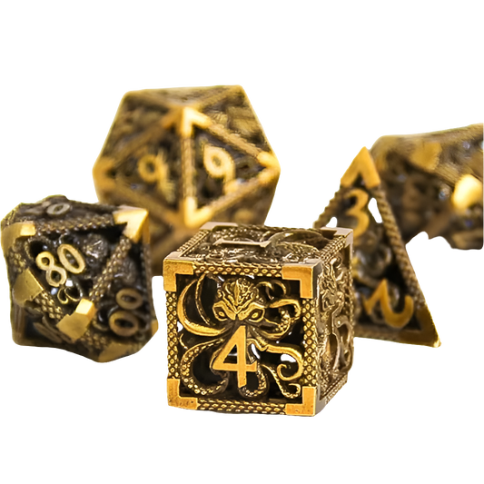 Hollow Metal Octopus Dice Set - What The Funk